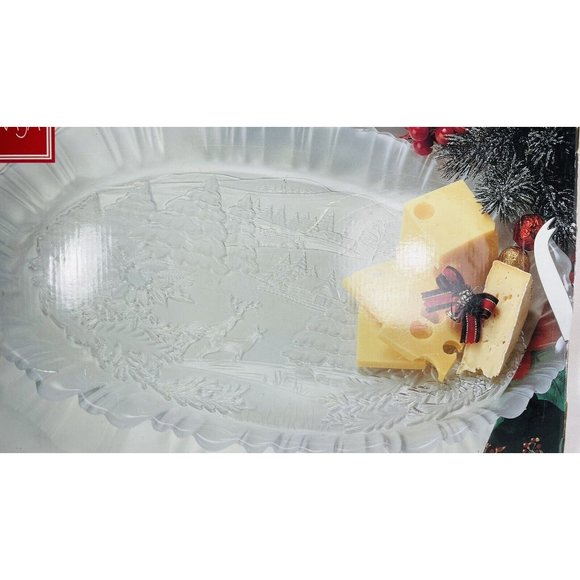 Mikasa Winter Dreams Frosted Canape Tray 17 3/4” Serving Thick Plate Vintage - Picture 15 of 16